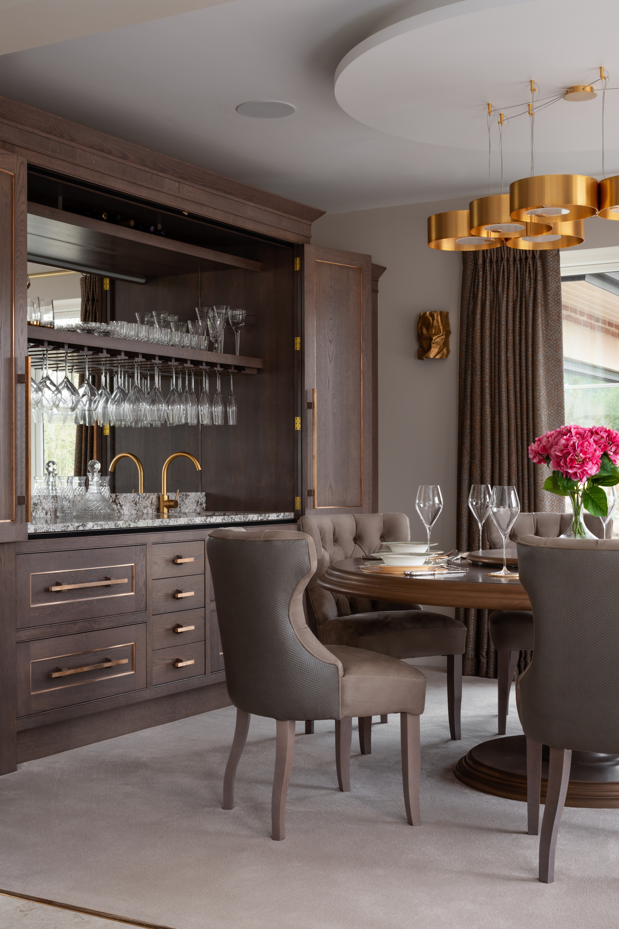 Grey Oak Dining Room with Bronze Details Mobberley, Cheshire Our