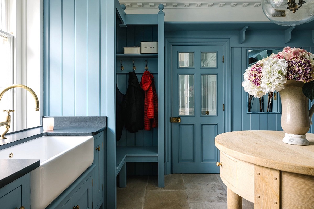 Blue Verditer & Bleached Oak Boot Room - Cheshire