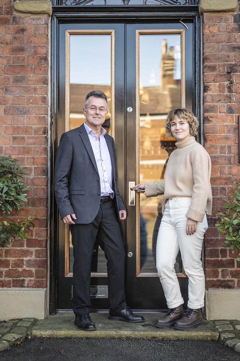 David Lisle and Becky Lisle stood outside their showroom in Macclesfield